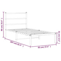 Bettgestell mit Kopfteil Metall Weiß 90x200 cm