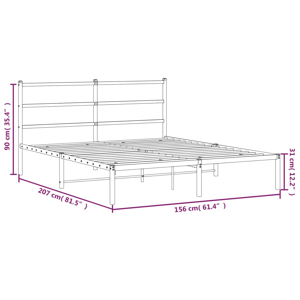 Bettgestell mit Kopfteil Metall Weiß 150x200 cm