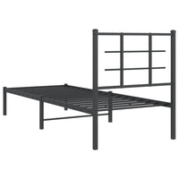 Bettgestell mit Kopfteil Metall Schwarz 75x190 cm