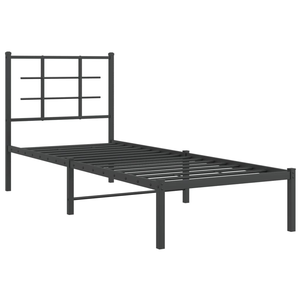 Bettgestell mit Kopfteil Metall Schwarz 80x200 cm