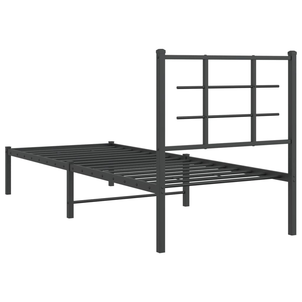 Bettgestell mit Kopfteil Metall Schwarz 80x200 cm