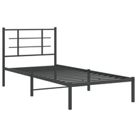 Bettgestell mit Kopfteil Metall Schwarz 90x190 cm