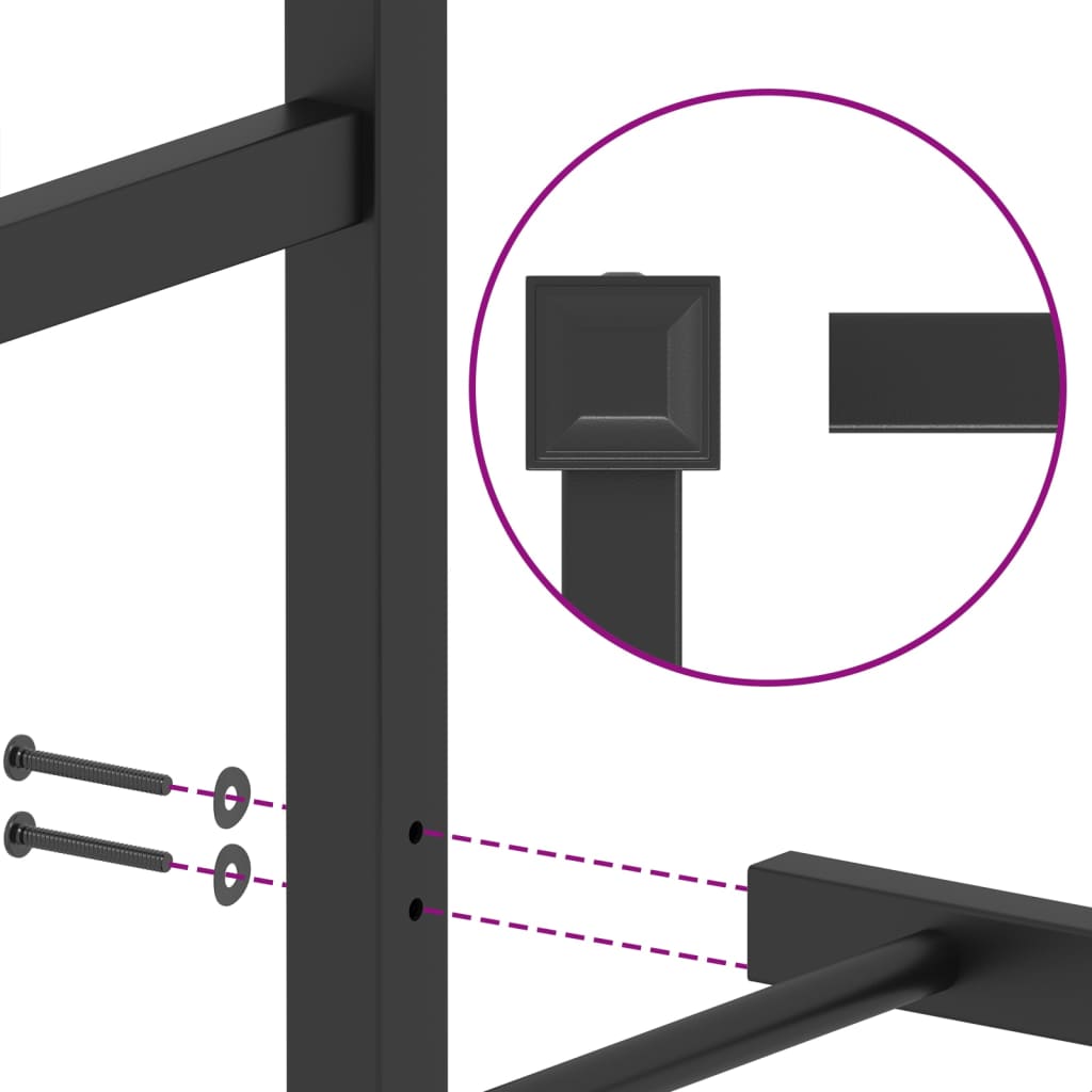 Bettgestell mit Kopfteil Metall Schwarz 90x200 cm