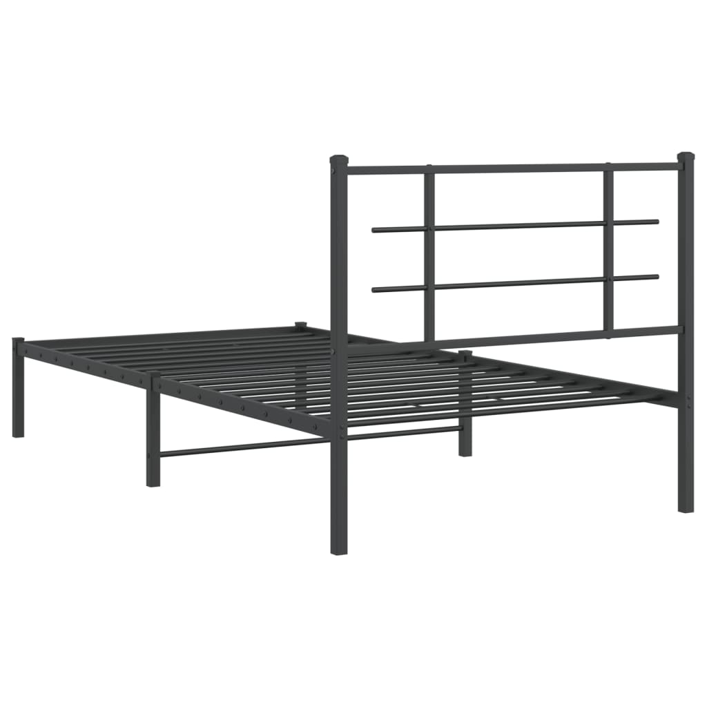 Bettgestell mit Kopfteil Metall Schwarz 107x203 cm