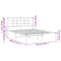 Bettgestell mit Kopfteil Metall Schwarz 135x190 cm