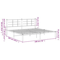 Bettgestell mit Kopfteil Metall Schwarz 193x203 cm