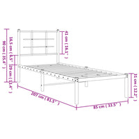 Bettgestell mit Kopfteil Metall Weiß 80x200 cm