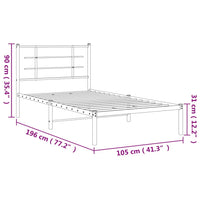 Bettgestell mit Kopfteil Metall Weiß 100x190 cm