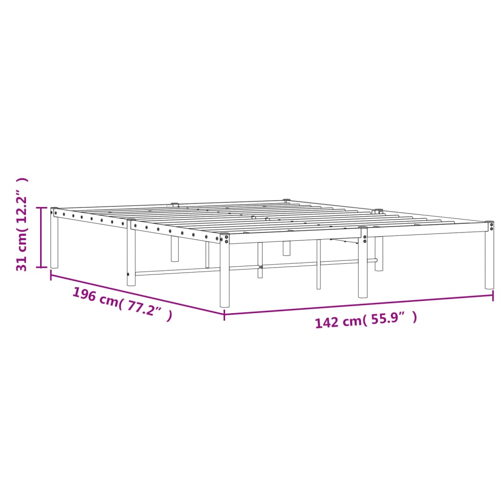 Bettgestell Metall Weiß 135x190 cm