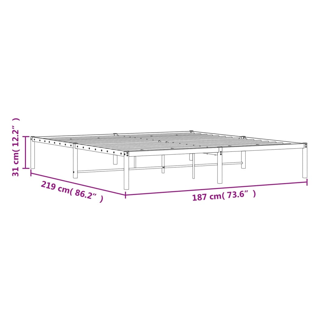 Bettgestell Metall Weiß 183x213 cm