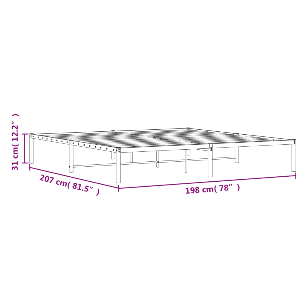 Bettgestell Metall Weiß 193x203 cm