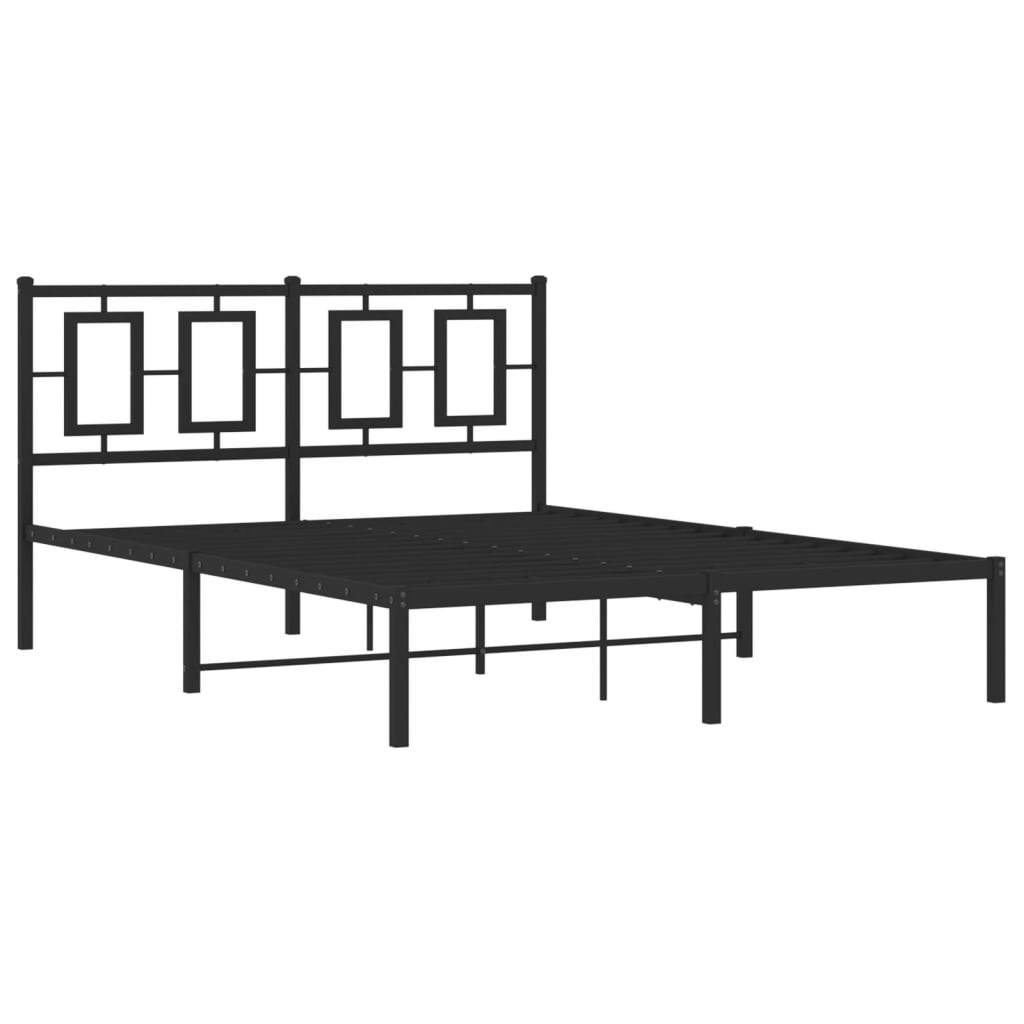 Bettgestell mit Kopfteil Metall Schwarz 135x190 cm