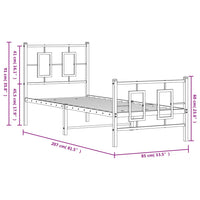 Bettgestell mit Kopf- und Fußteil Metall Schwarz 80x200 cm