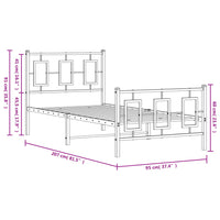 Bettgestell mit Kopf- und Fußteil Metall Schwarz 90x200 cm