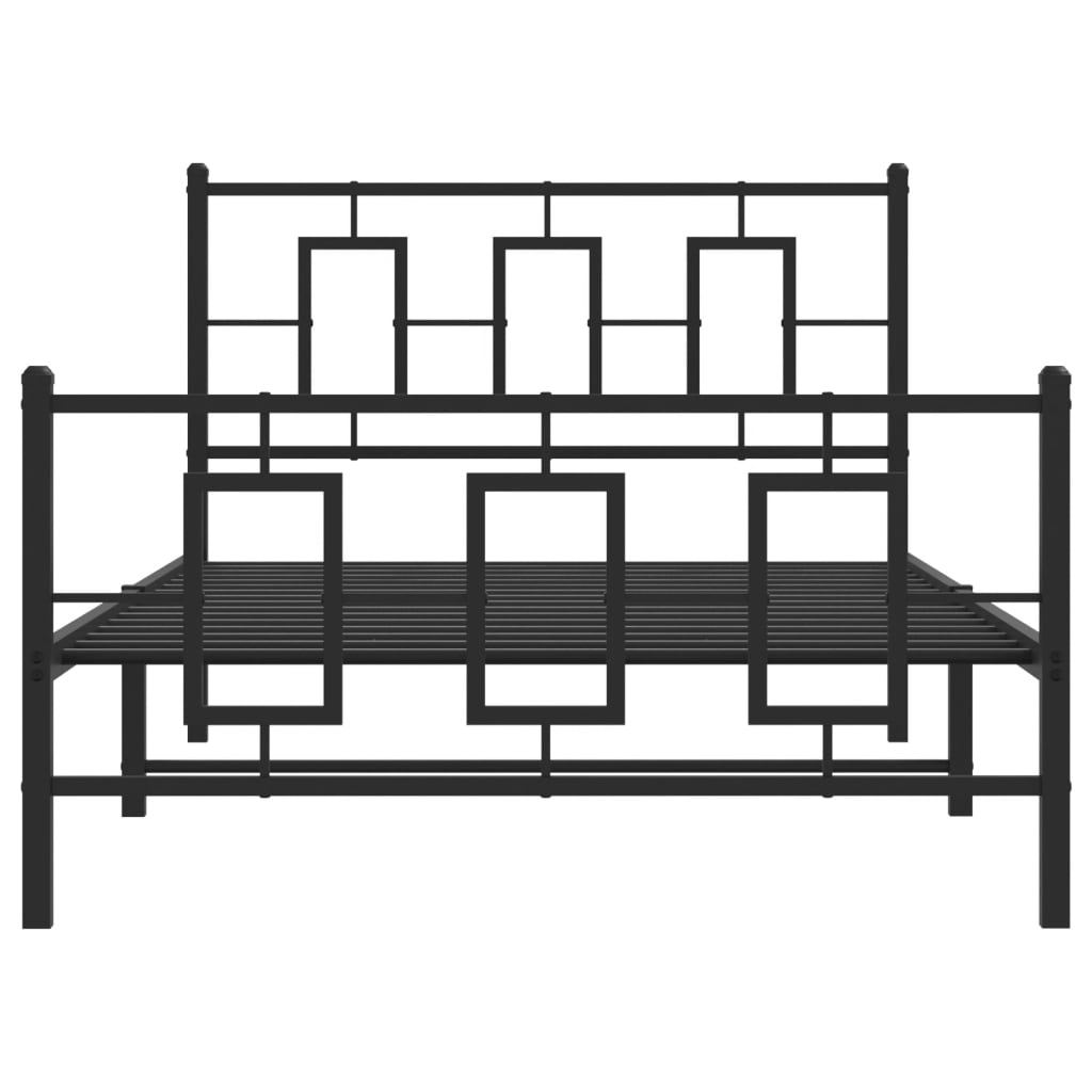 Bettgestell mit Kopf- und Fußteil Metall Schwarz 107x203 cm