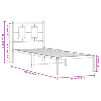 Metallbett ohne Matratze mit Kopfteil Weiß 75x190 cm