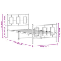 Bettgestell mit Kopf- und Fußteil Metall Weiß 90x200 cm