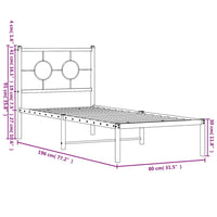 Bettgestell mit Kopfteil Metall Schwarz 75x190 cm