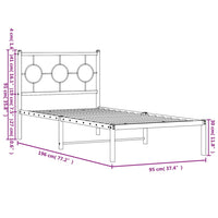 Bettgestell mit Kopfteil Metall Schwarz 90x190 cm