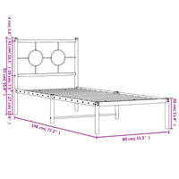 Metallbett ohne Matratze mit Kopfteil Weiß 75x190 cm