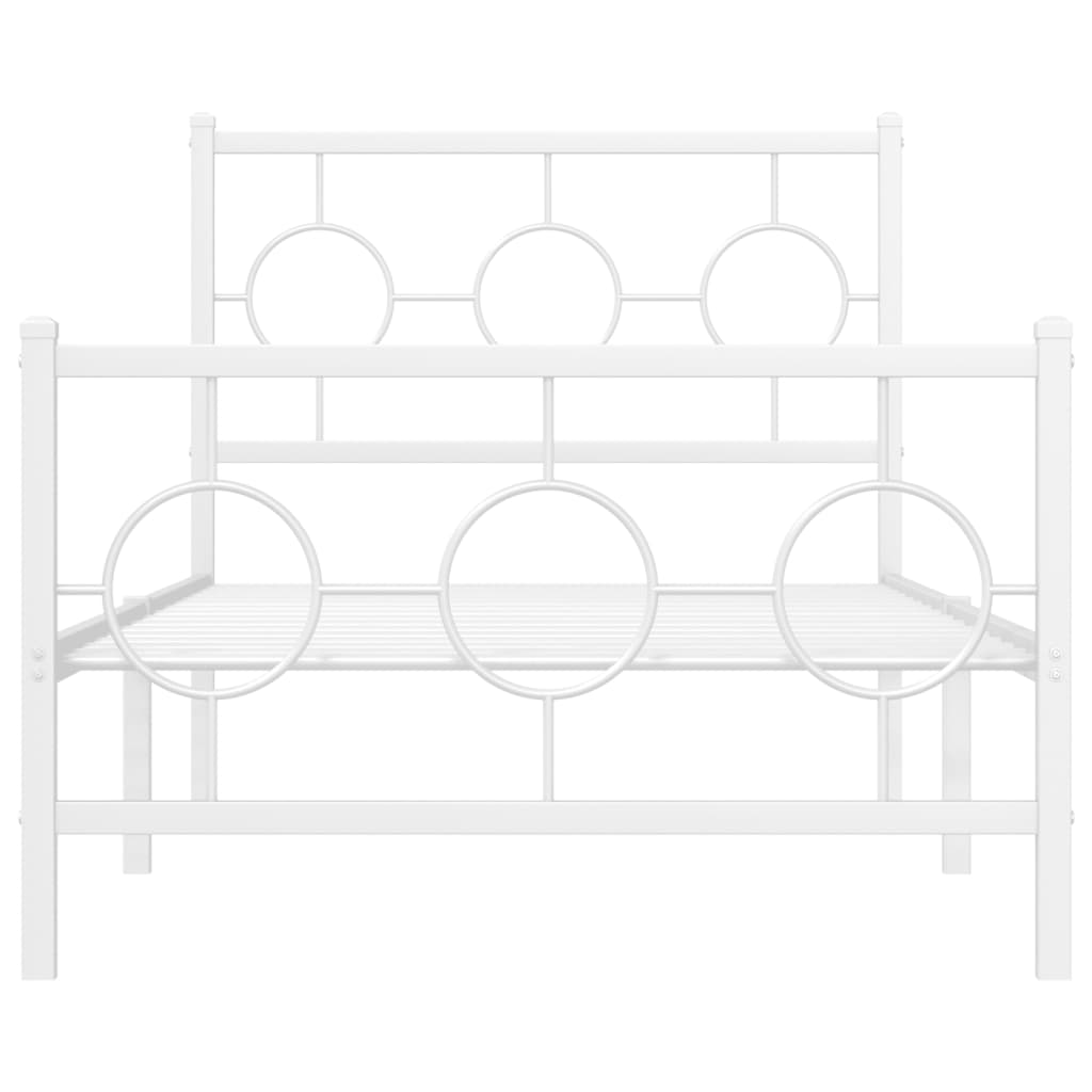 Bettgestell mit Kopf- und Fußteil Metall Weiß 90x200 cm