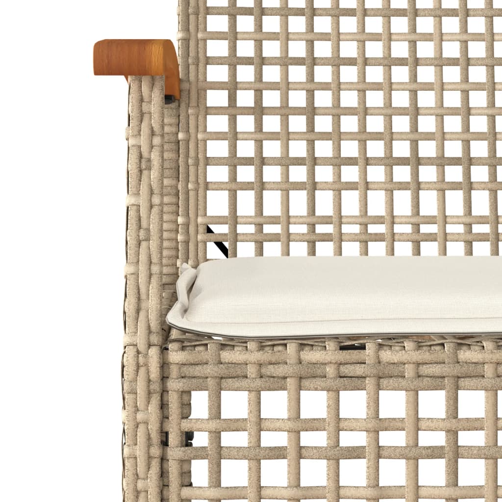 Gartenstühle mit Kissen 2 Stk. Beige Poly Rattan Akazienholz