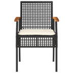 4-tlg. Garten-Lounge-Set mit Kissen Schwarz Poly Rattan
