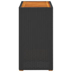 Garten-Beistelltisch mit Holzplatte Schwarz Poly Rattan
