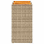 Garten-Beistelltisch mit Holzplatte Beige Poly Rattan