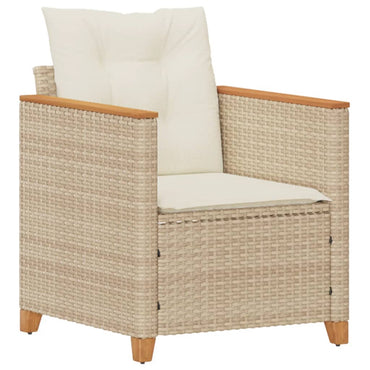 Gartensessel mit Kissen Beige Poly Rattan