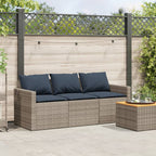 Gartensofa mit Kissen 3-Sitzer Grau Poly Rattan