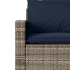 Gartensofa mit Kissen 3-Sitzer Grau Poly Rattan