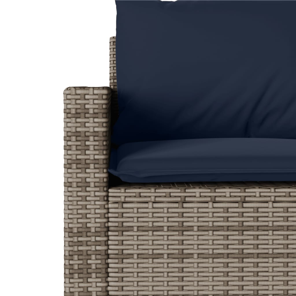 Gartensofa mit Kissen 3-Sitzer Grau Poly Rattan