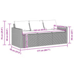 Gartensofa mit Kissen 3-Sitzer Grau Poly Rattan