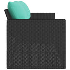 Gartensofa mit Kissen 3-Sitzer Schwarz Poly Rattan