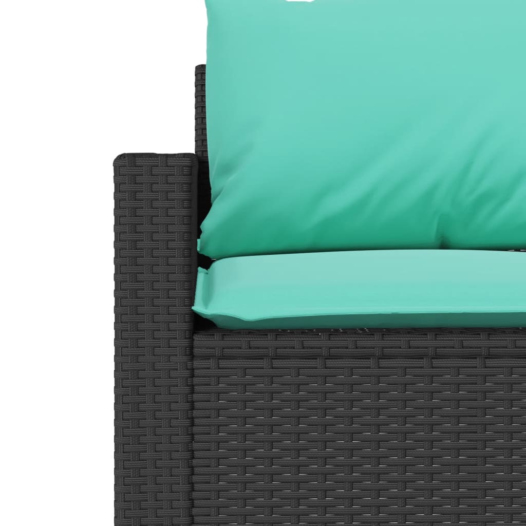 Gartensofa mit Kissen 3-Sitzer Schwarz Poly Rattan