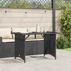 Gartentisch mit Glasplatte Schwarz 110x68x70 cm Poly Rattan