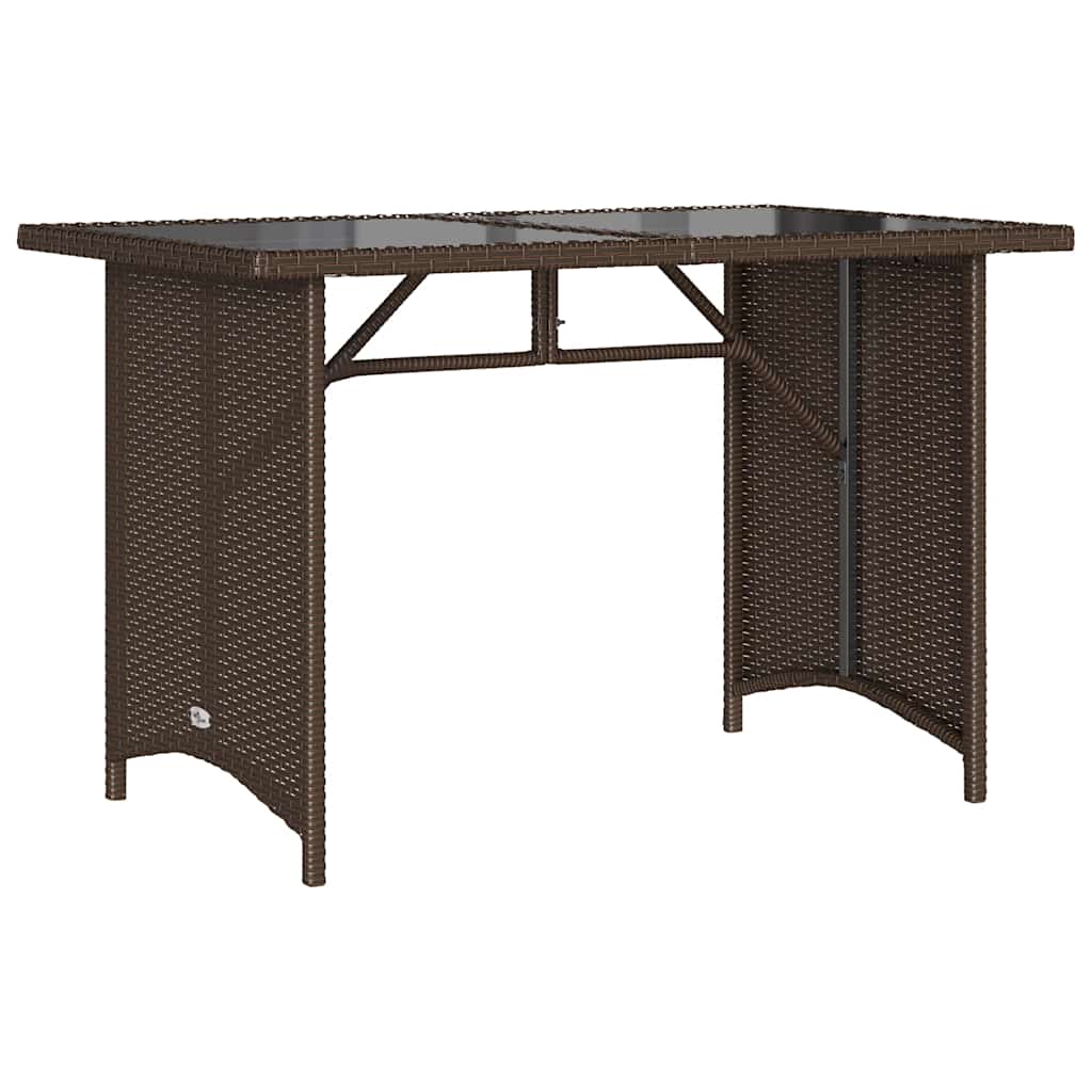Gartentisch mit Glasplatte Braun 110x68x70 cm Poly Rattan