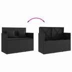 Gartenbank mit Kissen Schwarz Poly Rattan