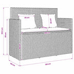 Gartenbank mit Kissen Schwarz Poly Rattan