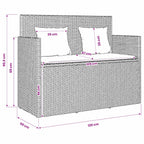 Gartenbank mit Kissen Braun Poly Rattan