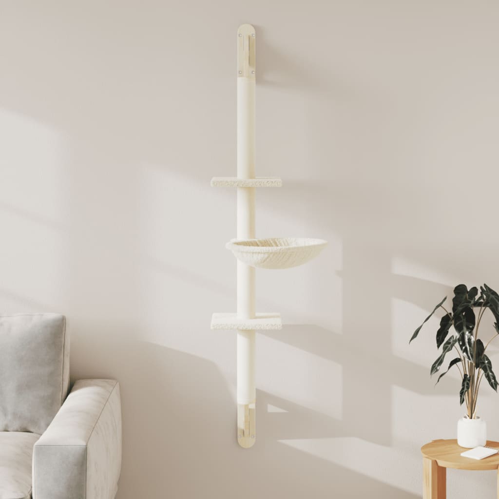 Kratzbaum mit Kratzsäule Wandmontage Creme 142,5 cm