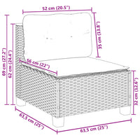 Gartensofa ohne Armlehnen mit Kissen Grau Poly Rattan