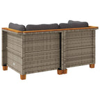 Garten-Ecksofas mit Kissen 2 Stk. Grau Poly Rattan