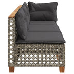 Gartensofa mit Kissen 3-Sitzer Grau Poly Rattan