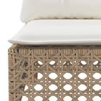 Gartensofa mit Kissen 3-Sitzer Beige Poly Rattan