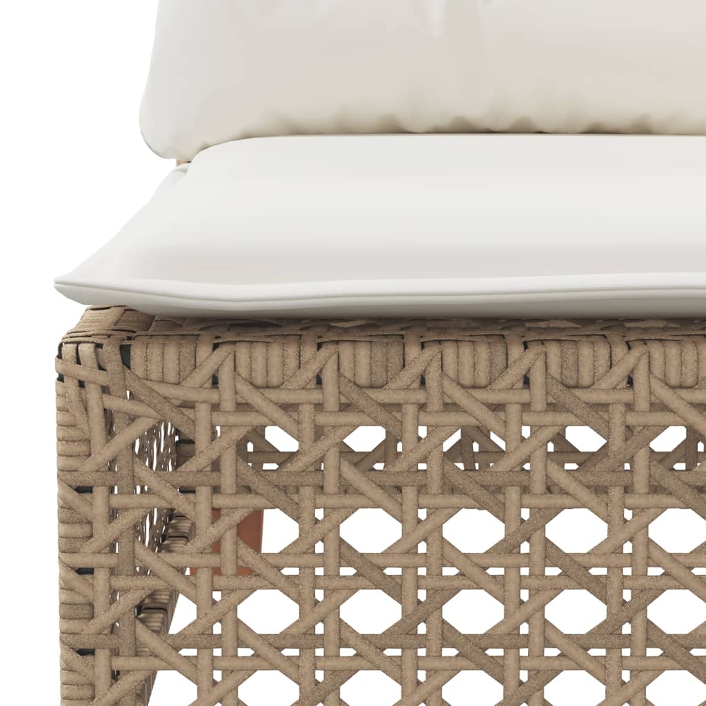 Gartensofa mit Kissen 3-Sitzer Beige Poly Rattan