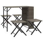 5-tlg. Garten-Essgruppe Klappbar Grau Poly Rattan