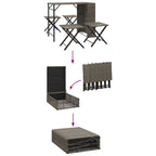 5-tlg. Garten-Essgruppe Klappbar Grau Poly Rattan