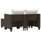 Gartensofa 2-Sitzer mit Hockern Braun Poly Rattan